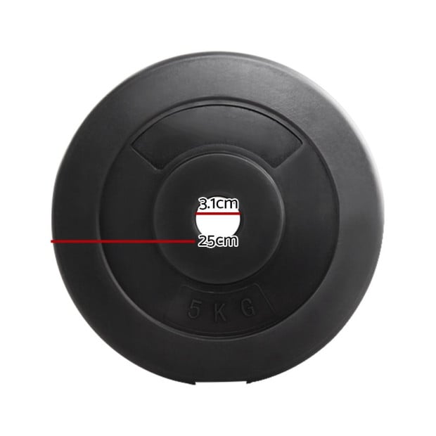 2 x 5KG Barbell Weight Plates Standard Press Fitness Exercise Rubber Image 2