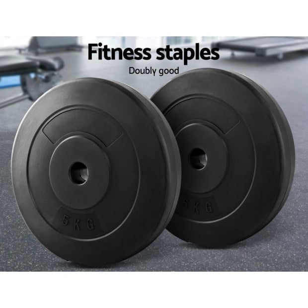 2 x 5KG Barbell Weight Plates Standard Press Fitness Exercise Rubber Image 7