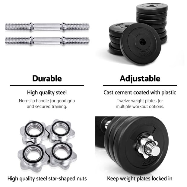 35kg Dumbbells Weight Plates Home Gym Fitness Exercise Image 5