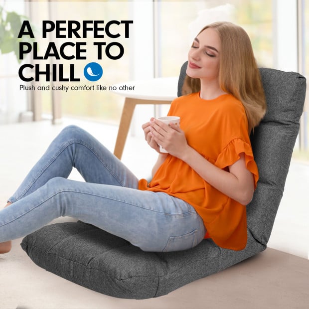Adjustable Floor Chair Gaming Lounge Linen 99x41x12cm Dark Grey Image 5