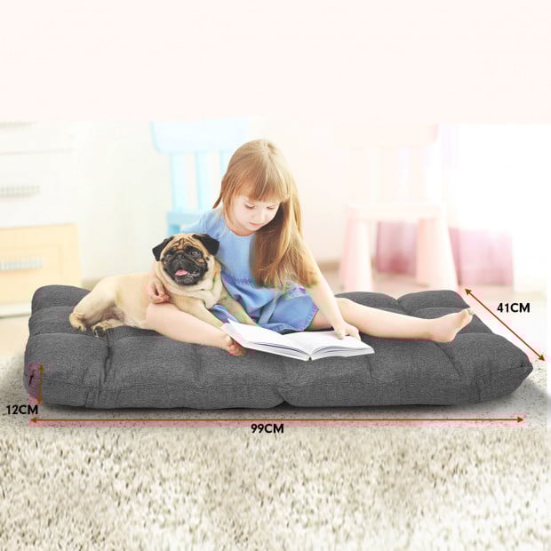Adjustable Floor Chair Gaming Lounge Linen 99x41x12cm Dark Grey Image 7