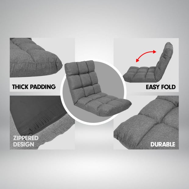 Adjustable Floor Chair Gaming Lounge Linen 99x41x12cm Dark Grey Image 4