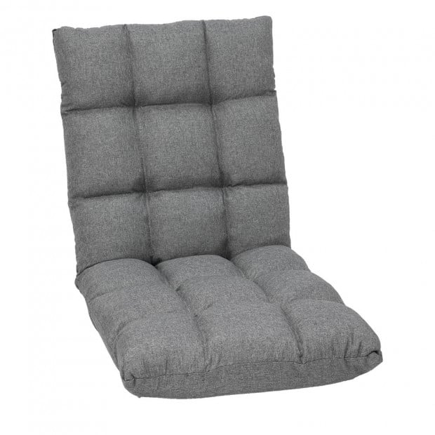 Adjustable Floor Chair Gaming Lounge Linen 99x41x12cm Dark Grey Image 2
