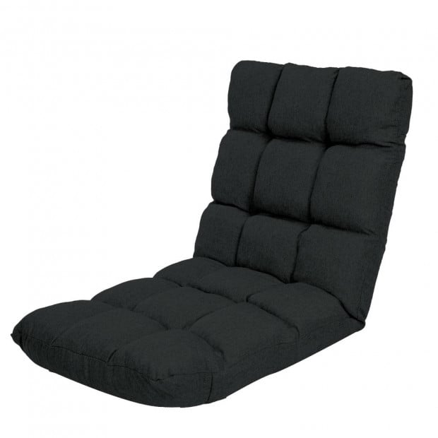 Adjustable Floor Gaming Lounge Linen Chair 100 x 50 x 12cm - Black