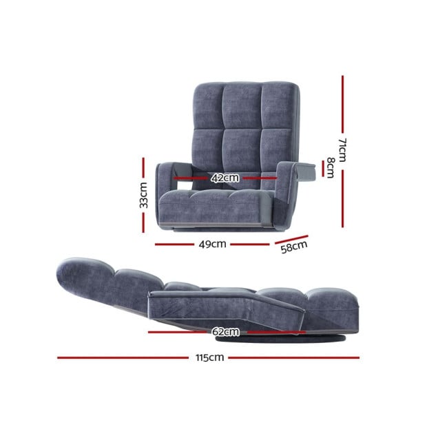 Floor Sofa Bed Lounge Chair Recliner Chaise Chair Swivel Charcoal Image 2