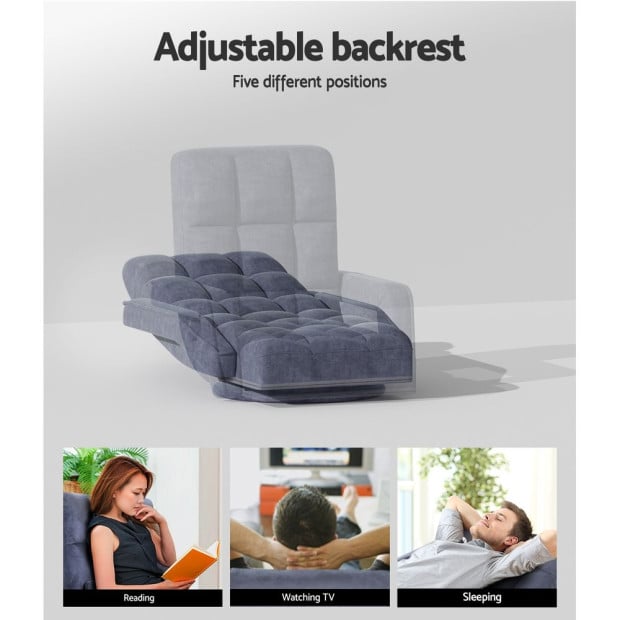 Floor Sofa Bed Lounge Chair Recliner Chaise Chair Swivel Charcoal Image 5