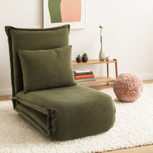 Floor Lounge Sofa Bed Foldable Green Image 7