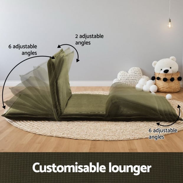 Floor Lounge Sofa Bed Foldable 2 Seater Green Image 4