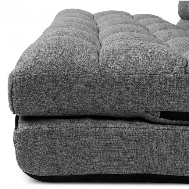 Lounge Sofa Bed Double Floor Folding Fabric Grey Image 4