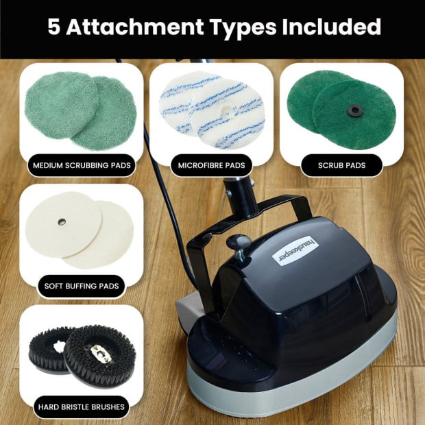 Hauskeeper GEN2 5 in 1 Electric 240V Floor Polisher w/ 6M Power Cable Timber Hard Waxer Buffer Cleaner Black Image 7