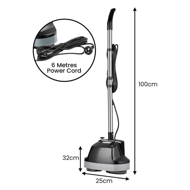 Hauskeeper GEN2 5 in 1 Electric 240V Floor Polisher w/ 6M Power Cable Timber Hard Waxer Buffer Cleaner Black Image 4