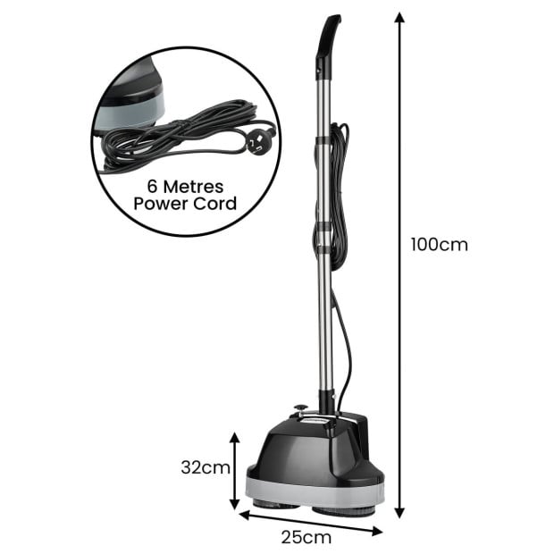 Hauskeeper GEN2 5 in 1 Electric 240V Floor Polisher w/ 6M Power Cable Timber Hard Waxer Buffer Cleaner Black Image 12