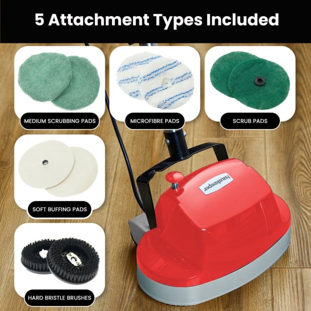 Hauskeeper 5 in 1 Electric 240V Floor Polisher w/ 6M Power Cable Timber Hard Waxer Buffer Cleaner Red Image 8