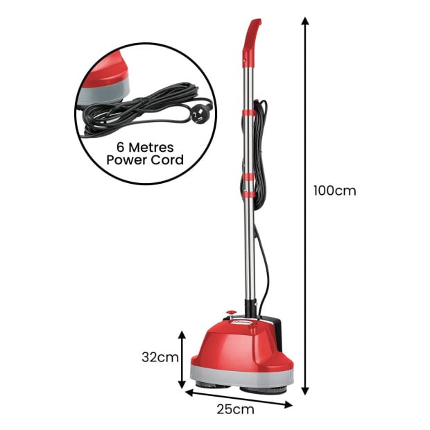 Hauskeeper 5 in 1 Electric 240V Floor Polisher w/ 6M Power Cable Timber Hard Waxer Buffer Cleaner Red Image 5