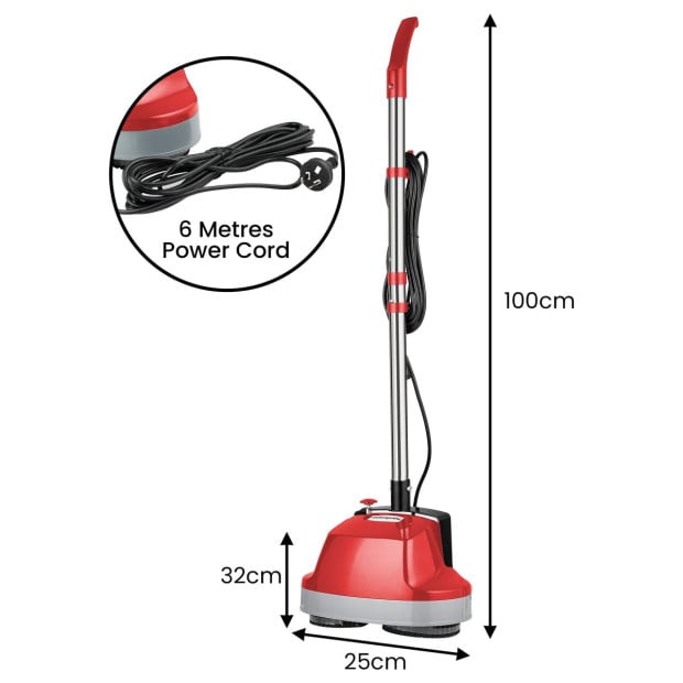 Hauskeeper 5 in 1 Electric 240V Floor Polisher w/ 6M Power Cable Timber Hard Waxer Buffer Cleaner Red Image 4