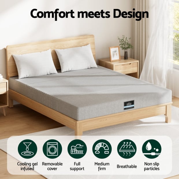 Bedding Cool Gel Memory Foam Mattress Charcoal 7-zone Washable Bamboo Cover 15cm Double Image 6