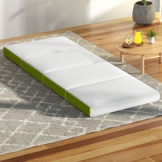 Bedding Foldable Mattress 4-fold Folding Bed Mat Camping Single Green Image 8