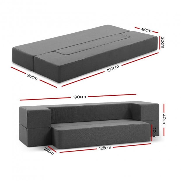 Bedding Portable Sofa Bed Folding Mattress Lounger Chair Ottoman Grey Image 2