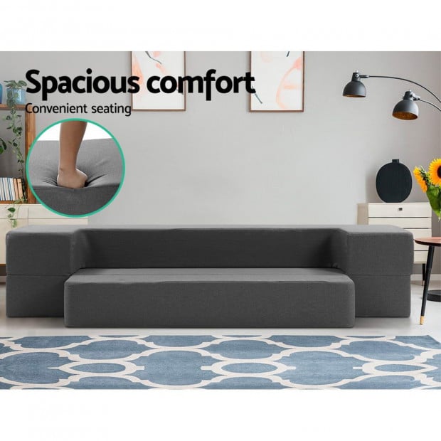 Bedding Portable Sofa Bed Folding Mattress Lounger Chair Ottoman Grey Image 3