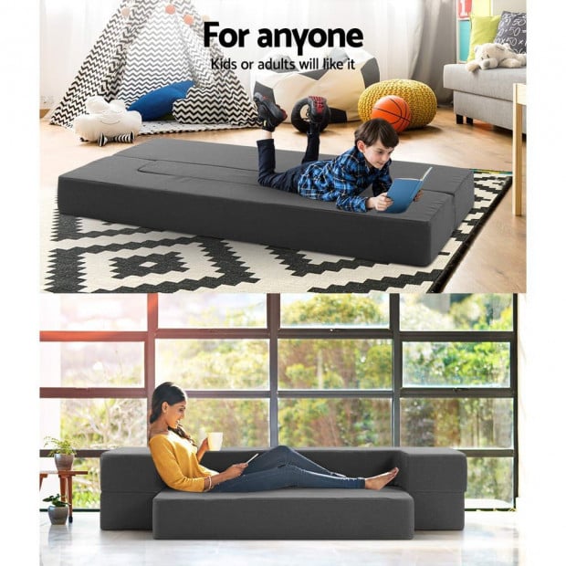 Bedding Portable Sofa Bed Folding Mattress Lounger Chair Ottoman Grey Image 4