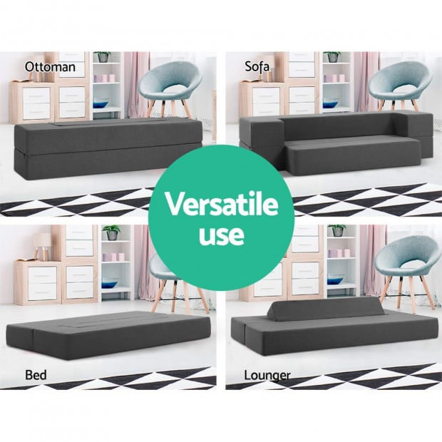 Bedding Portable Sofa Bed Folding Mattress Lounger Chair Ottoman Grey Image 5