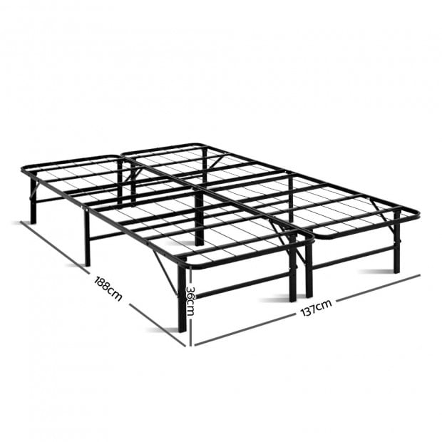 Foldable Double Metal Bed Frame Smart - Black Image 2