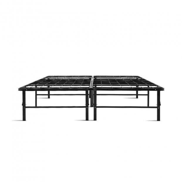 Foldable Queen Metal Bed Frame Smart - Black Image 3