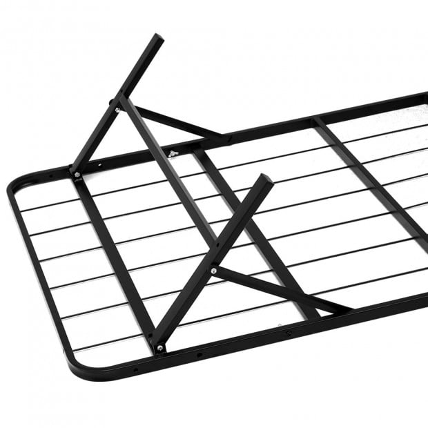 Foldable Queen Metal Bed Frame Smart - Black Image 4