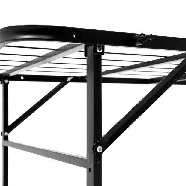 Foldable Queen Metal Bed Frame Smart - Black Image 5