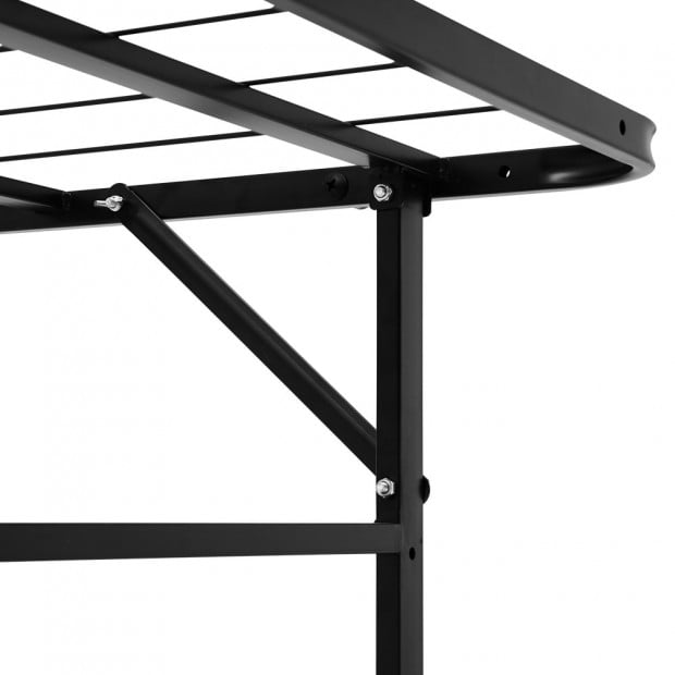 Foldable Queen Metal Bed Frame Smart - Black Image 6
