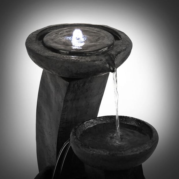 Solar Power Three-Tier Water Fountain Feature with LED Light - Blue Image 6