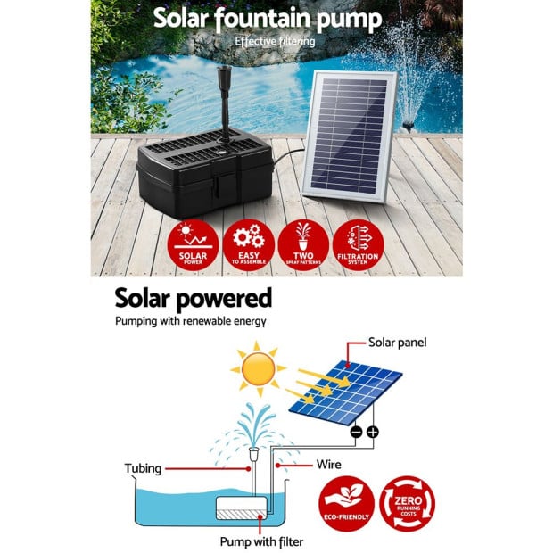 Solar Pond Pump With Eco Filter Box Water Fountain Kit 4.6ft Image 4