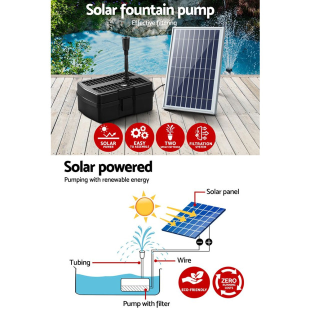 Solar Pond Pump With Eco Filter Box Water Fountain Kit 5ft Image 4