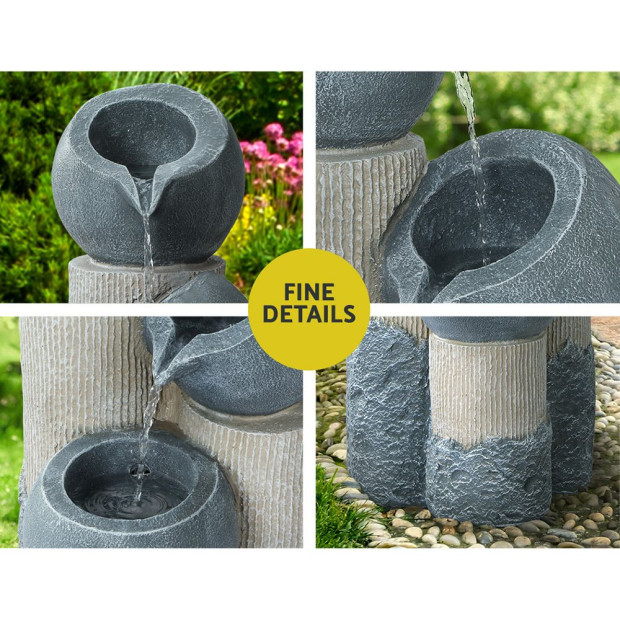 Solar Water Fountain Features Outdoor 3 Tiered Led Lights Bird Bath Image 6