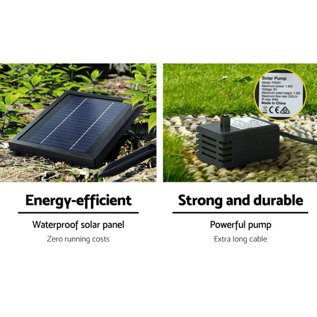 Solar Water Fountain Features Outdoor 3 Tiered Led Lights Bird Bath Image 7