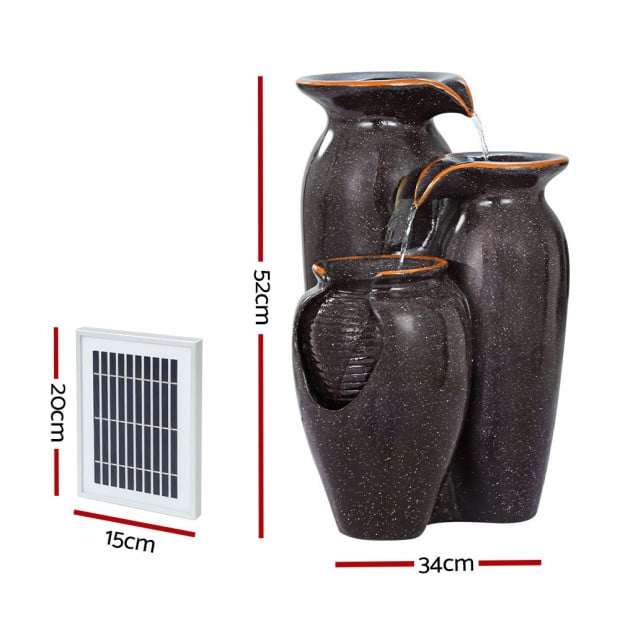 Water Fountain Features Solar Led Lights Outdoor Cascading 3 Tiered Image 2