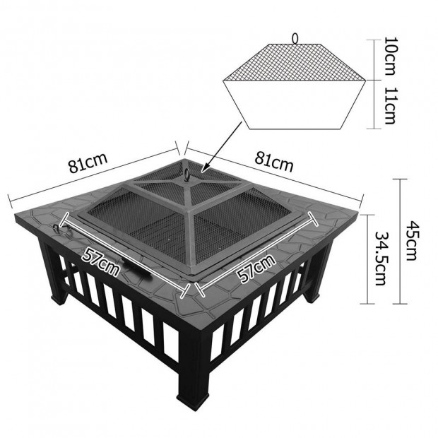 Outdoor Fire Pit BBQ Table Grill Fireplace Stone Pattern Image 2