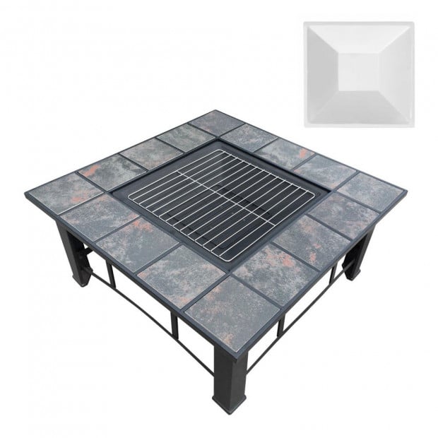 Outdoor Fire Pit BBQ Table Grill Fireplace Ice Bucket with Table Lid