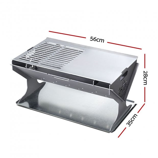 Fire Pit BBQ Outdoor Camping Portable Patio Heater Folding Steel Image 2
