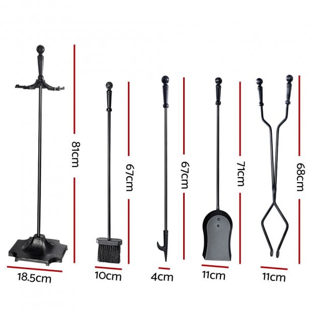 Fireplace Tool Set Fire Place Tools Poker Brush Shovel Stand Tongs Image 2