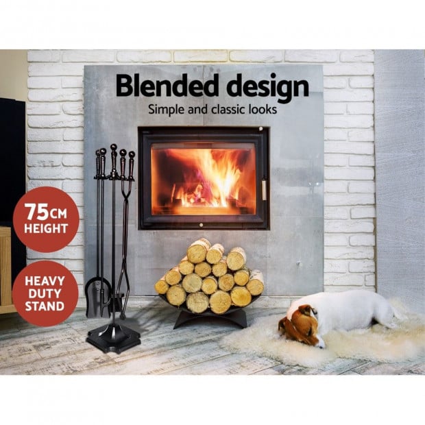 Fireplace Tool Set Fire Place Tools Poker Brush Shovel Stand Tongs Image 5