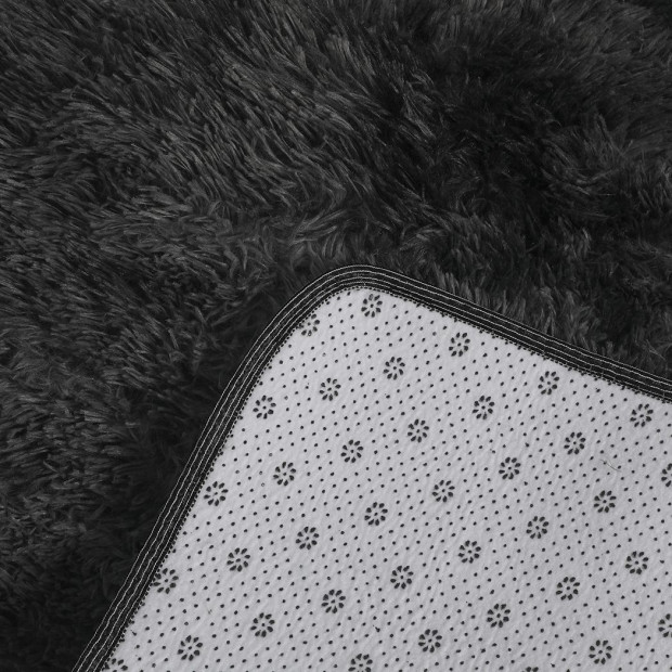Floor Rug Shaggy Rugs Soft Large Carpet Area Tie-dyed 200x230cm Black Image 6