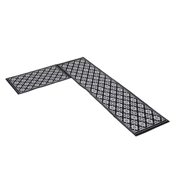 2x Kitchen Mat Rugs Area Carpet Non-Slip Mat 45x150cm/45x75cm Black Image 2