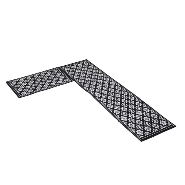2x Kitchen Mat Floor Rugs Carpet Non-Slip Mat 45x180cm /45x75cm Black Image 2