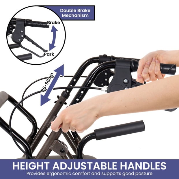 Orthonica Foldable Steel Frame Rollator Walker - Grey Image 13