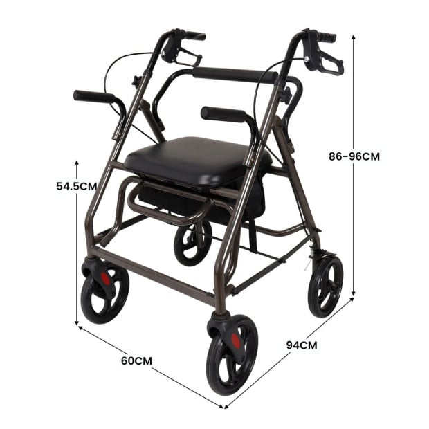 Orthonica Foldable Steel Frame Rollator Walker - Grey Image 5