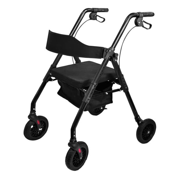 Orthonica Foldable Steel Mobility Rollator Walker - Black Image 2