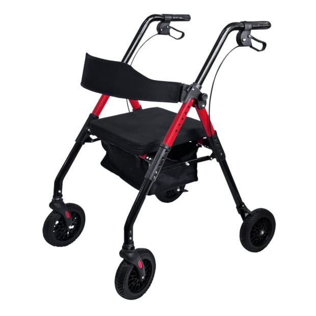 Orthonica Foldable Steel Mobility Rollator Walker - Red Image 2