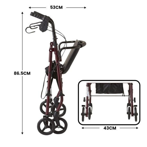 Orthonica Foldable Steel Frame Rollator 4-Wheel Walker Image 4