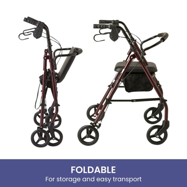 Orthonica Foldable Steel Frame Rollator 4-Wheel Walker Image 5